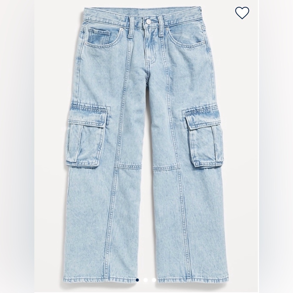 Old Navy High Waist Super Baggy Wide Leg Cargo Jeans for Girls Size 10 & 12 NWT